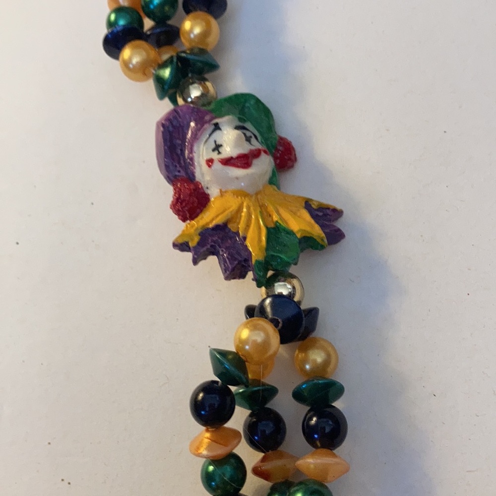 Retro beaded clown necklace